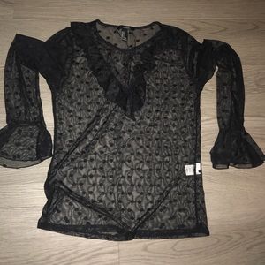 Sheer Black Polka Dot Top